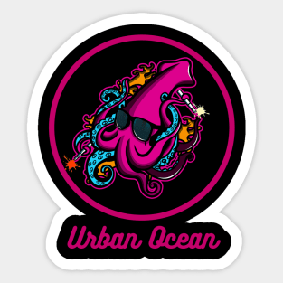 Urban Ocean Squid Logo (Magenta) Sticker